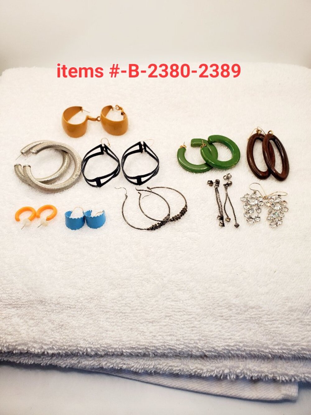 10 Pair of pierced Earrings , items #B-2380-2389., wt. 66 grams.